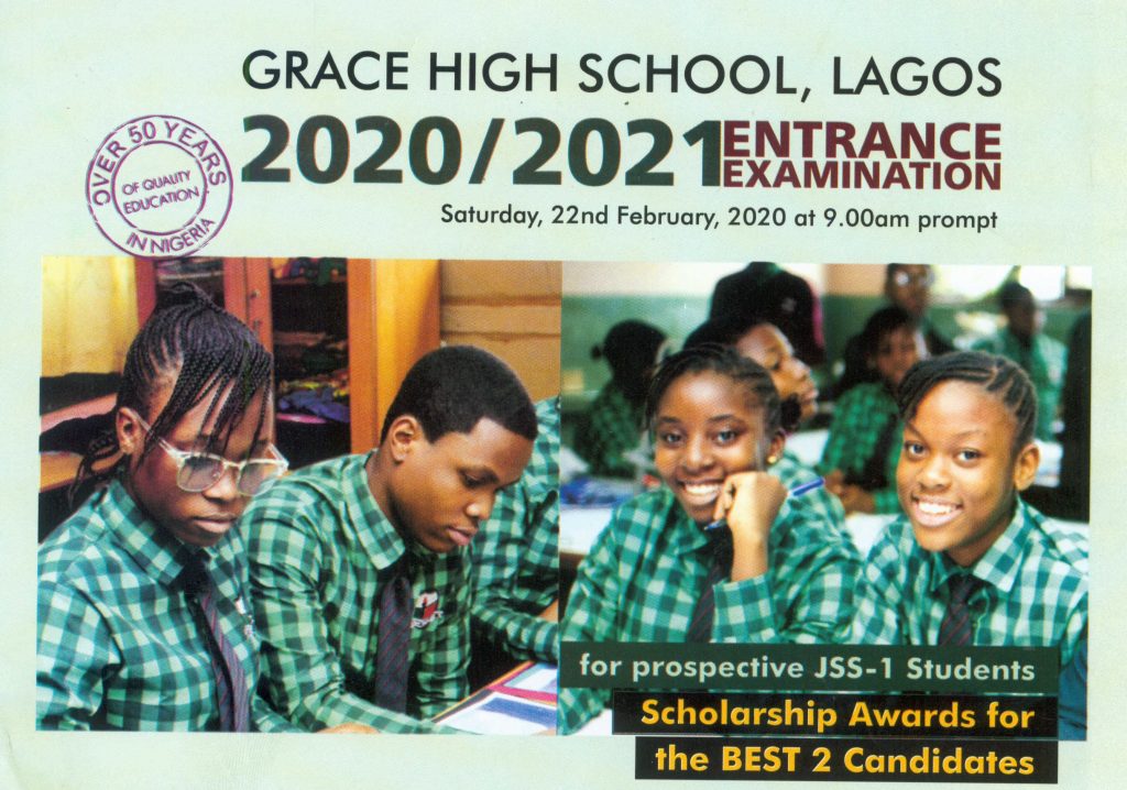 Grace High School 2020/2021 Entrance Examination Grace Schools